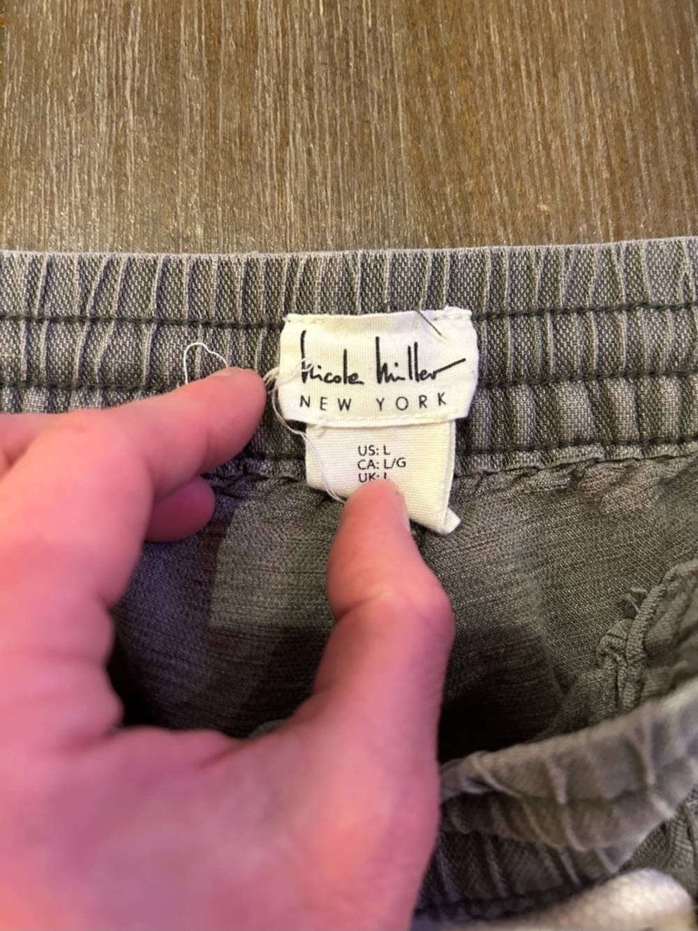 Nicole Miller Gray Cargo Pants Size Large Drawstring Waist - Picture 4 of 4